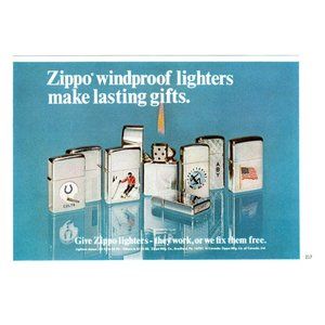 1972 Zippo Windproof Lighters Make Lasting Gifts Vintage Print Ad Cigarette